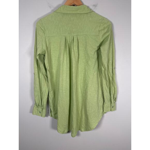 Soft Surroundings Madie Tunic Womens Sz XS Embroidered Button Up Roll Tab Sleeve - Picture 5 of 9